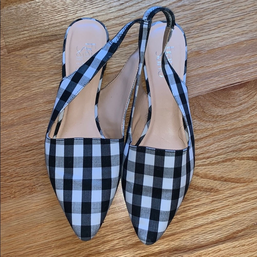 Gingham slip on slingback flats